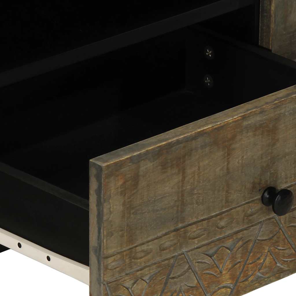 TV Cabinet Light Grey Solid mango wood, engineered wood, metal
