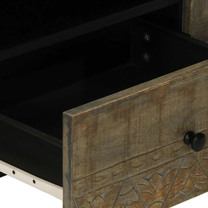 TV Cabinet Light Grey Solid mango wood, engineered wood, metal