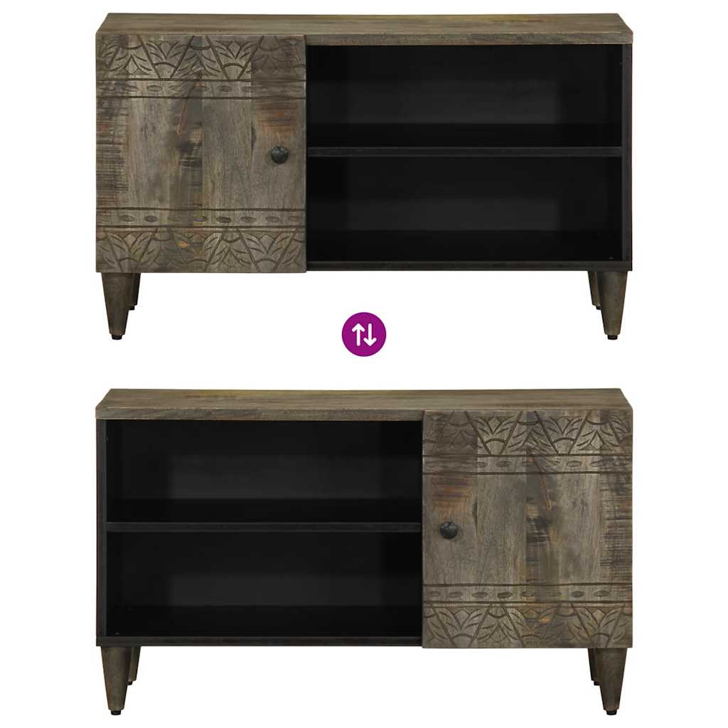 TV Cabinet Light Grey Solid Mango Wood Medium TV Cabinet