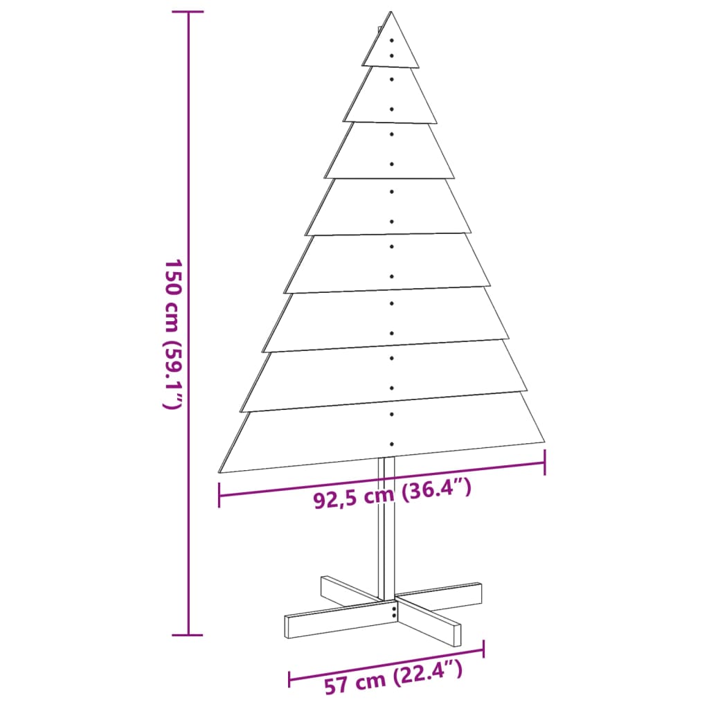 Wooden Christmas Tree Natural Wood Solid Wood 59.1 in