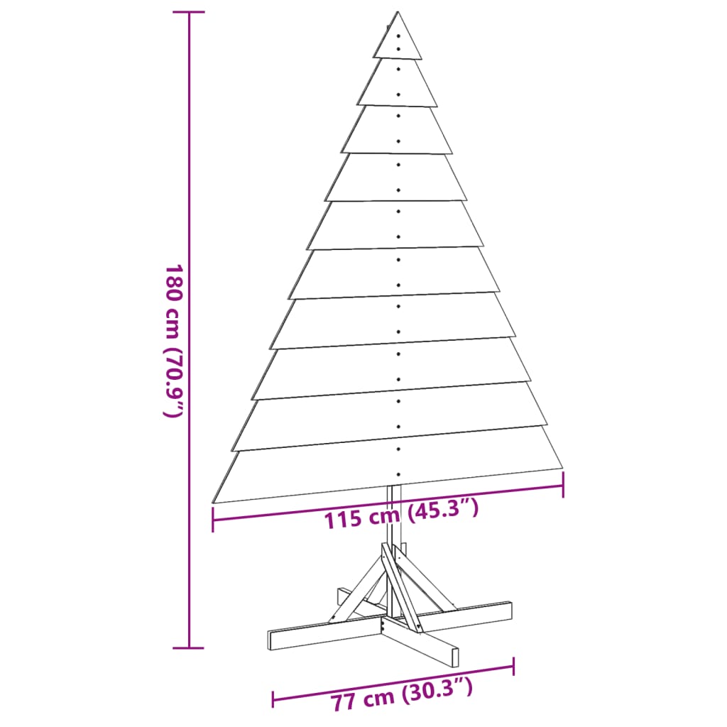 Wooden Christmas Tree Natural wood Solid wood 70.9 in height