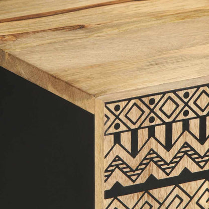 TV Cabinet Black Solid Mango Wood, Iron 41.3 x 13.2 x 18.1 in