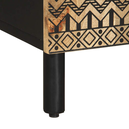 TV Cabinet Black Solid Mango Wood, Iron 41.3 x 13.2 x 18.1 in