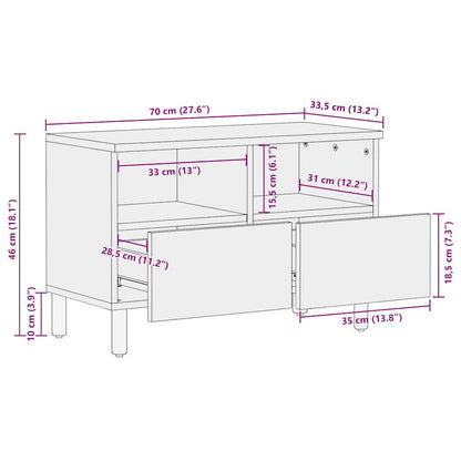 TV Cabinet Black Solid Rough Mango Wood Medium TV Cabinet
