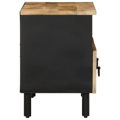 TV Cabinet Black Solid Rough Mango Wood Medium TV Cabinet