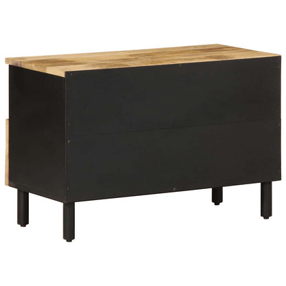 TV Cabinet Black Solid Rough Mango Wood Medium TV Cabinet