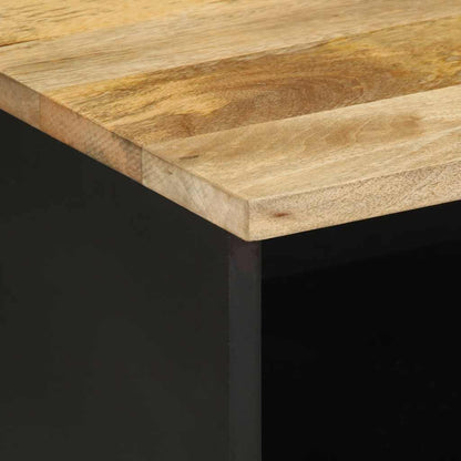 TV Cabinet Black Solid Rough Mango Wood Medium TV Cabinet