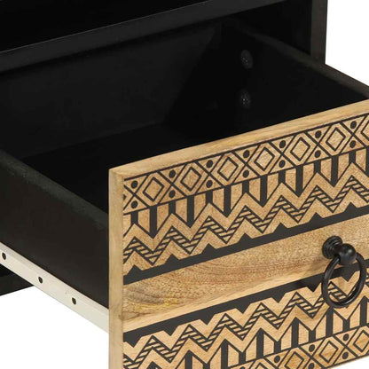 TV Cabinet Black Solid Rough Mango Wood Medium TV Cabinet