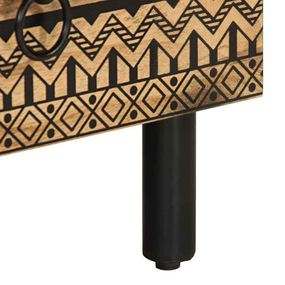 TV Cabinet Black Solid Rough Mango Wood Medium TV Cabinet