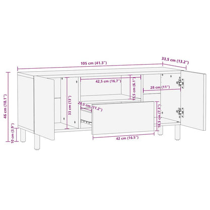 TV Cabinet Black Solid Mango Wood Medium TV Cabinet Rectangular