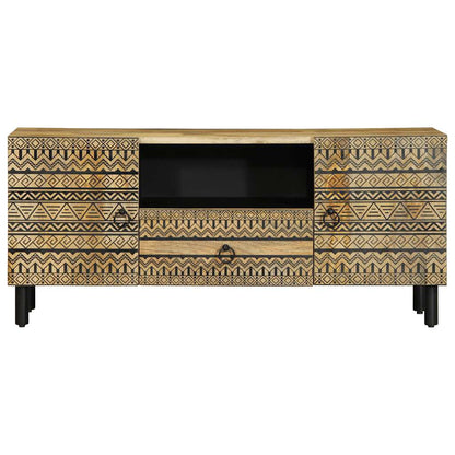 TV Cabinet Black Solid Mango Wood Medium TV Cabinet Rectangular