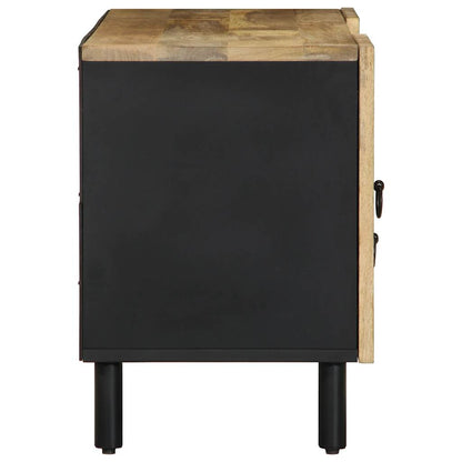 TV Cabinet Black Solid Mango Wood Medium TV Cabinet Rectangular