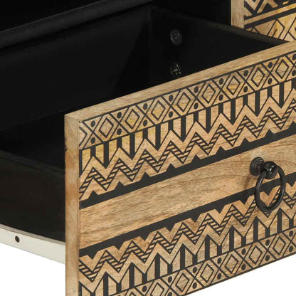 TV Cabinet Black Solid Mango Wood Medium TV Cabinet Rectangular
