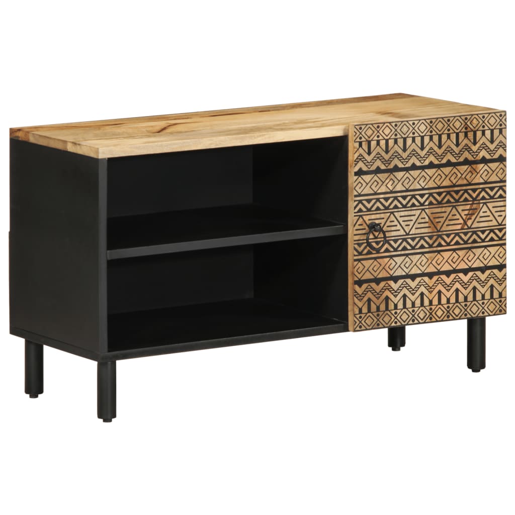 TV Cabinet Black Solid mango wood, iron Medium TV Cabinet