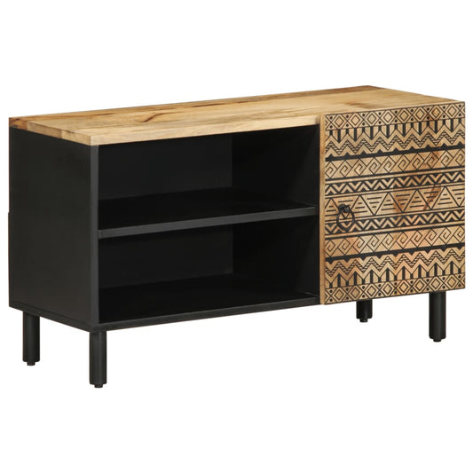 TV Cabinet Black Solid mango wood, iron Medium TV Cabinet