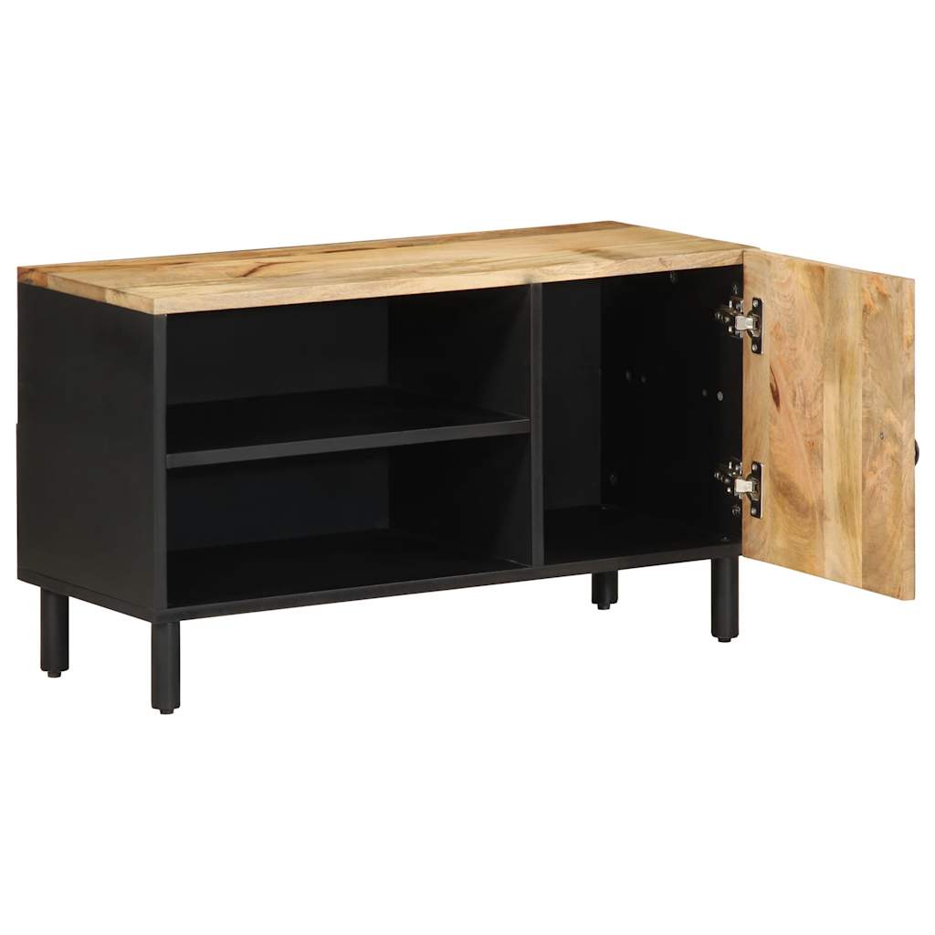 TV Cabinet Black Solid mango wood, iron Medium TV Cabinet