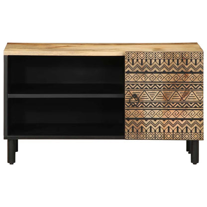 TV Cabinet Black Solid mango wood, iron Medium TV Cabinet