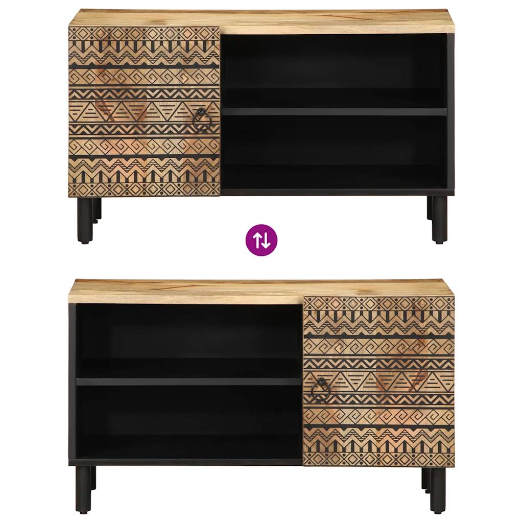 TV Cabinet Black Solid mango wood, iron Medium TV Cabinet
