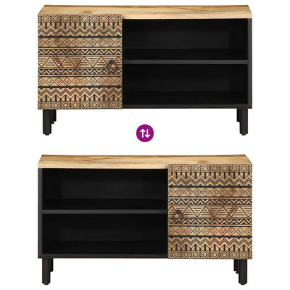 TV Cabinet Black Solid mango wood, iron Medium TV Cabinet