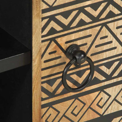 TV Cabinet Black Solid mango wood, iron Medium TV Cabinet