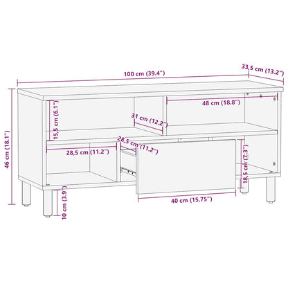 TV Cabinet Black Solid rough mango wood, iron Medium TV Cabinet