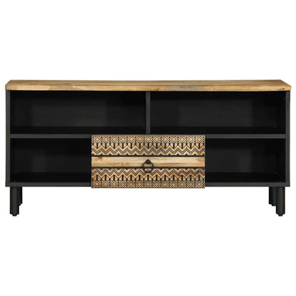 TV Cabinet Black Solid rough mango wood, iron Medium TV Cabinet
