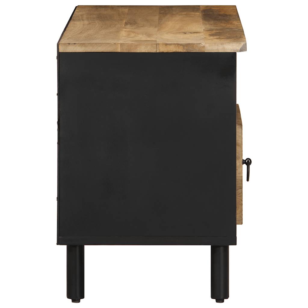 TV Cabinet Black Solid rough mango wood, iron Medium TV Cabinet