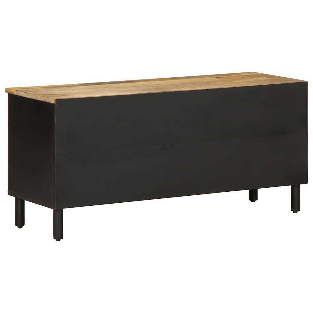 TV Cabinet Black Solid rough mango wood, iron Medium TV Cabinet