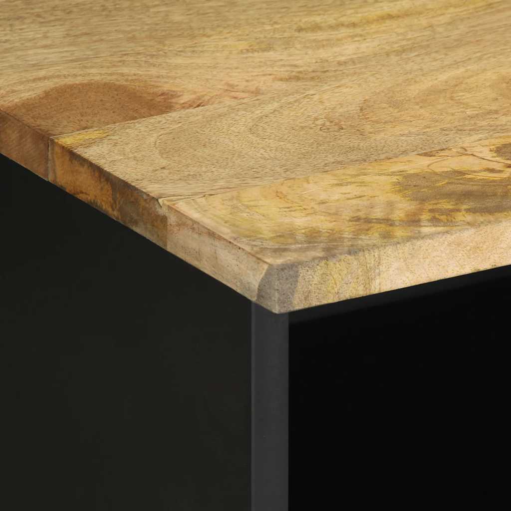 TV Cabinet Black Solid rough mango wood, iron Medium TV Cabinet