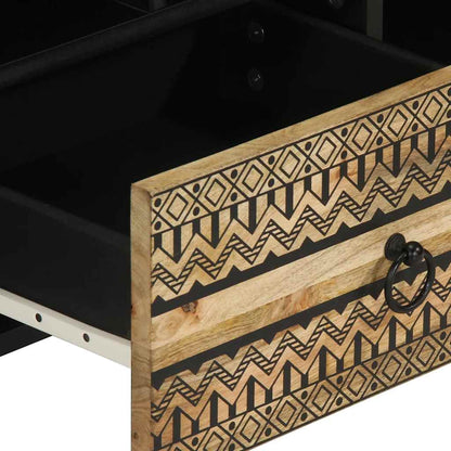TV Cabinet Black Solid rough mango wood, iron Medium TV Cabinet