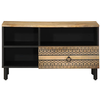 TV Cabinet Black Solid rough mango wood, iron Medium Storage