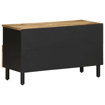 TV Cabinet Black Solid rough mango wood, iron Medium Storage