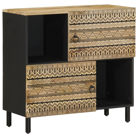 Sideboard Black and natural wood Solid rough mango wood, iron