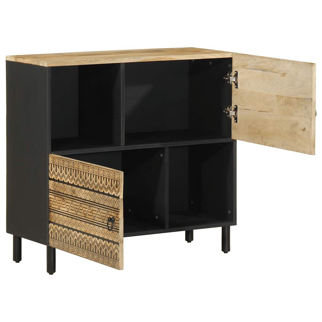 Sideboard Black and natural wood Solid rough mango wood, iron
