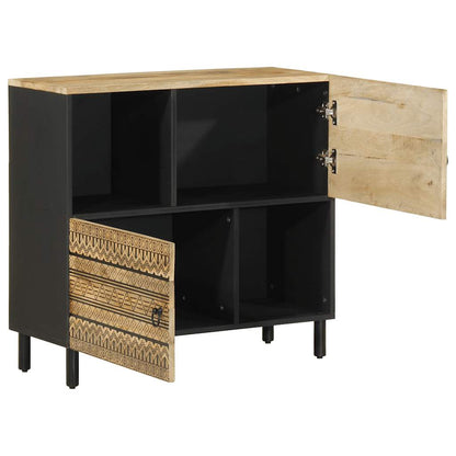 Sideboard Black and natural wood Solid rough mango wood, iron
