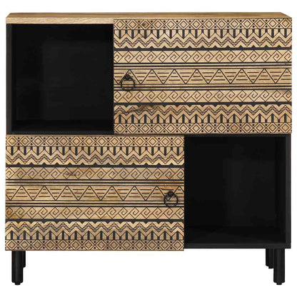 Sideboard Black and natural wood Solid rough mango wood, iron