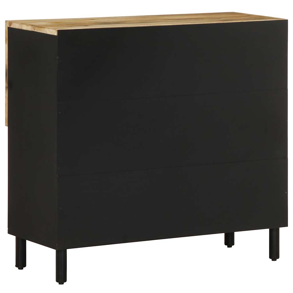 Sideboard Black and natural wood Solid rough mango wood, iron