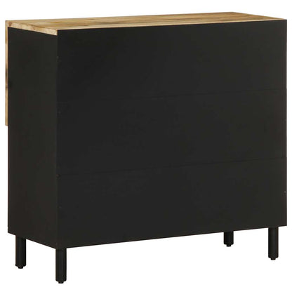 Sideboard Black and natural wood Solid rough mango wood, iron