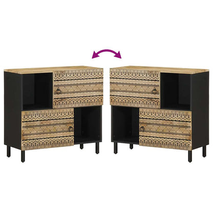 Sideboard Black and natural wood Solid rough mango wood, iron
