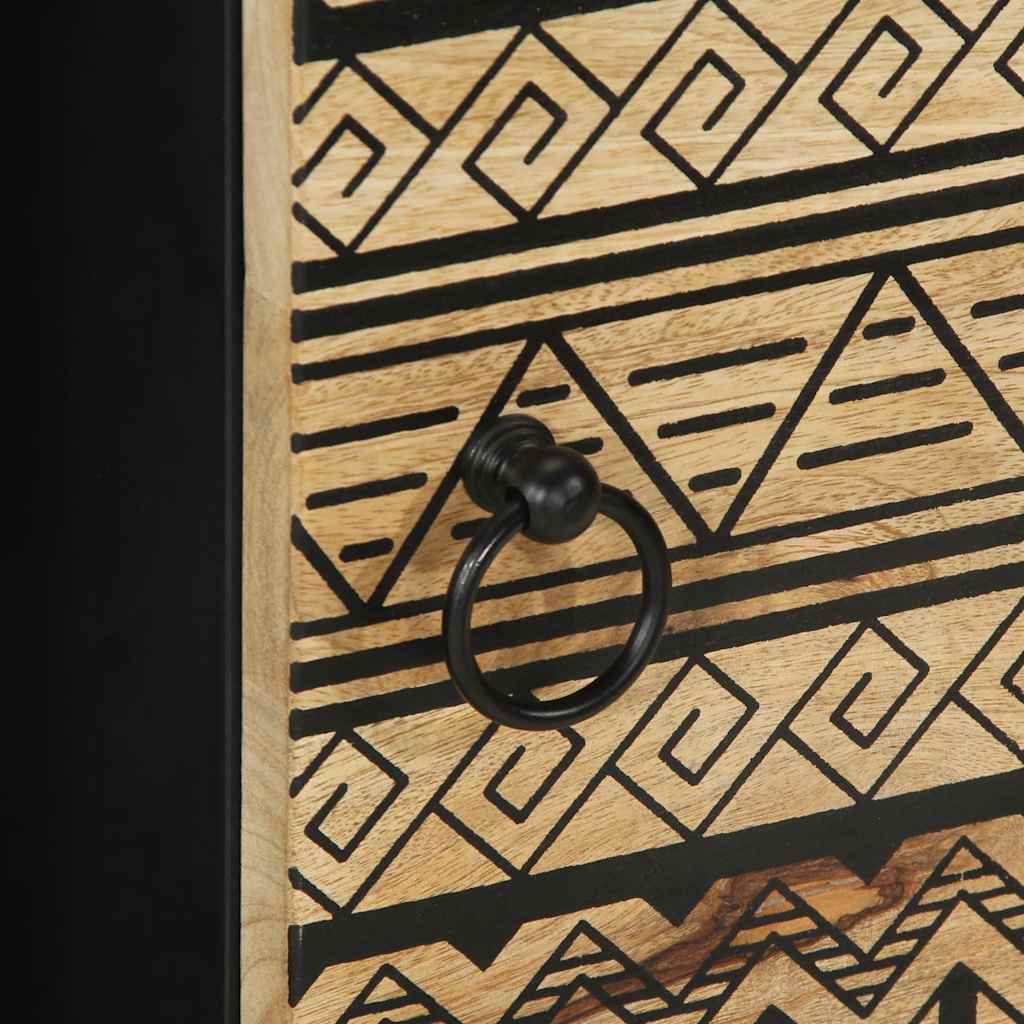 Sideboard Black and natural wood Solid rough mango wood, iron