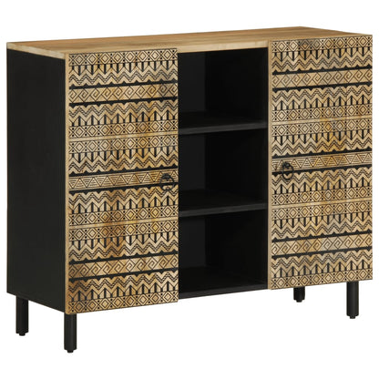 Sideboard Black Solid Mango Wood 35.4 x 13.2 x 29.5 in Sideboard