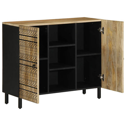 Sideboard Black Solid Mango Wood 35.4 x 13.2 x 29.5 in Sideboard