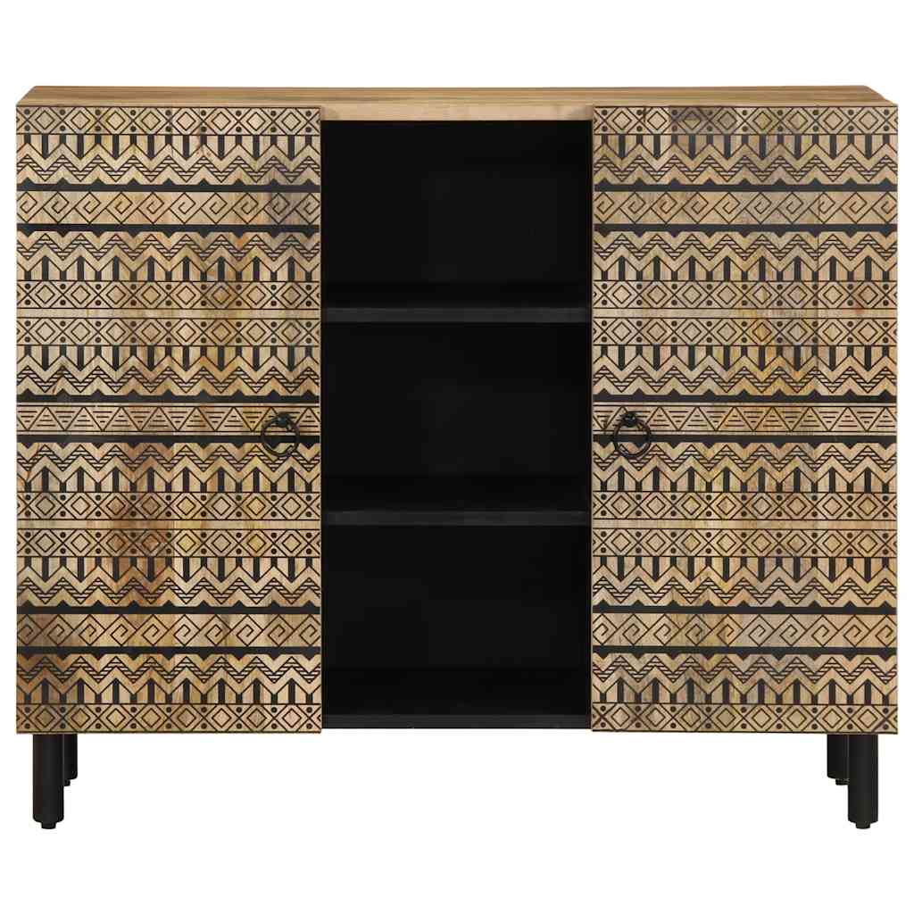 Sideboard Black Solid Mango Wood 35.4 x 13.2 x 29.5 in Sideboard