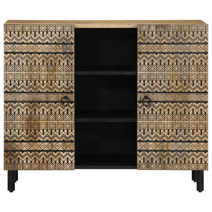 Sideboard Black Solid Mango Wood 35.4 x 13.2 x 29.5 in Sideboard