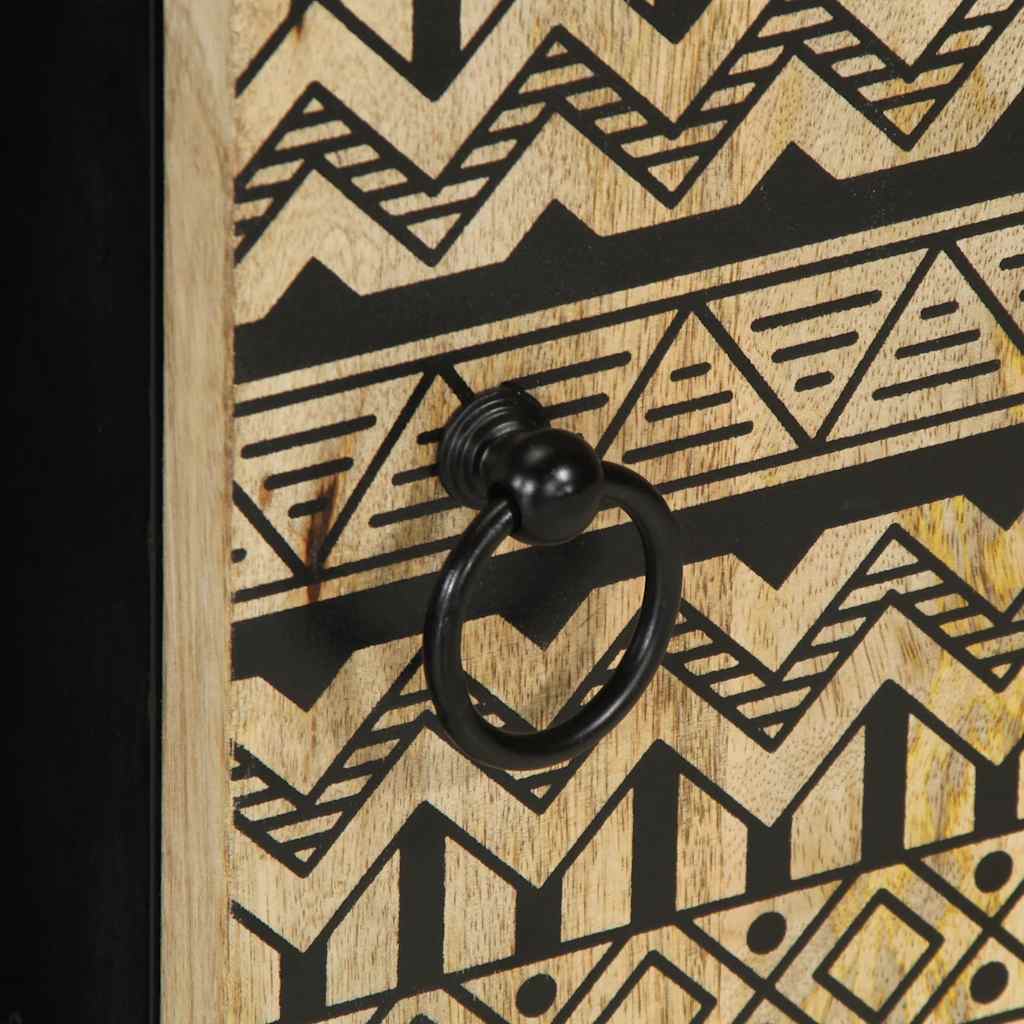 Sideboard Black Solid Mango Wood 35.4 x 13.2 x 29.5 in Sideboard