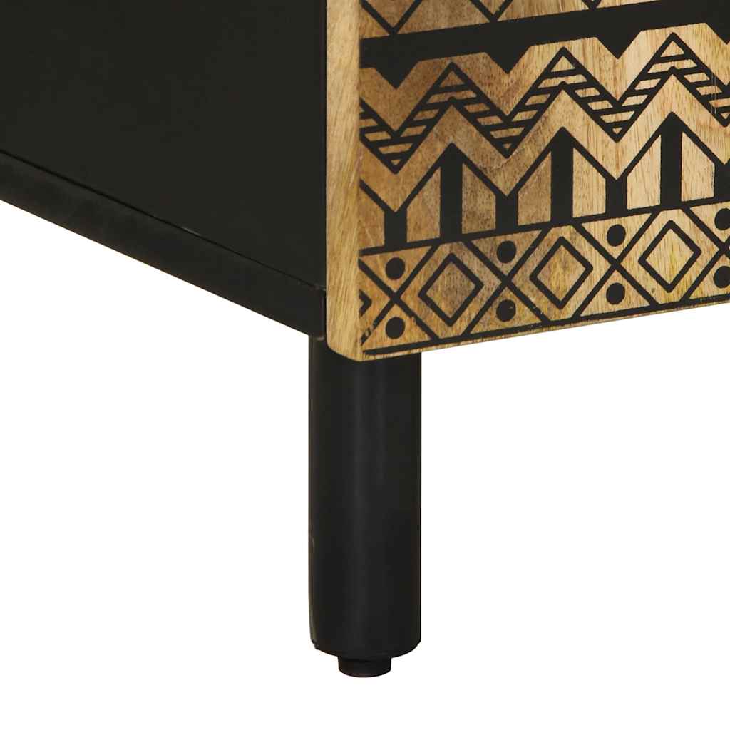 Sideboard Black Solid Mango Wood 35.4 x 13.2 x 29.5 in Sideboard