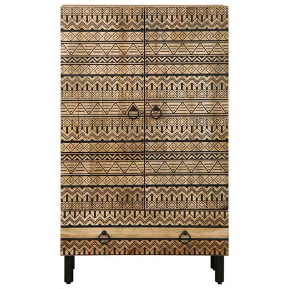 Highboard Black Solid Rough Mango Wood, Iron Medium Highboard