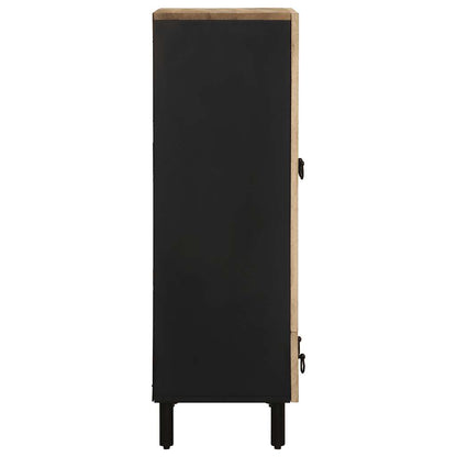 Highboard Black Solid Rough Mango Wood, Iron Medium Highboard
