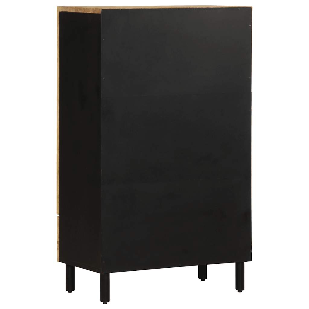 Highboard Black Solid Rough Mango Wood, Iron Medium Highboard