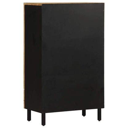 Highboard Black Solid Rough Mango Wood, Iron Medium Highboard
